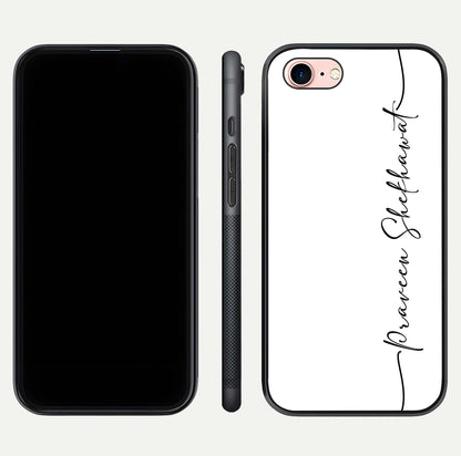 White Tune Custom Name Glass Case for iPhone 6 Plus front & back layout showing clean design and text placement