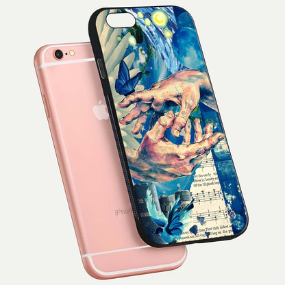 Aesthetic Divider Glass Case for iPhone 6 Plus floating dual-view mockup showing edge design and detailed divider gloss texture