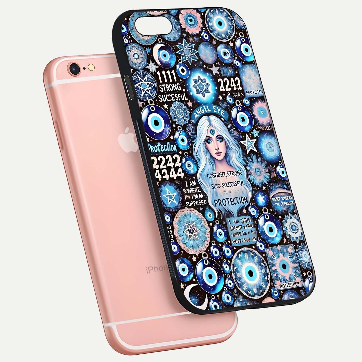 Angel Aura Shield Glass Case for iPhone 6 Plus floating angle showing light reflection and protective edge structure