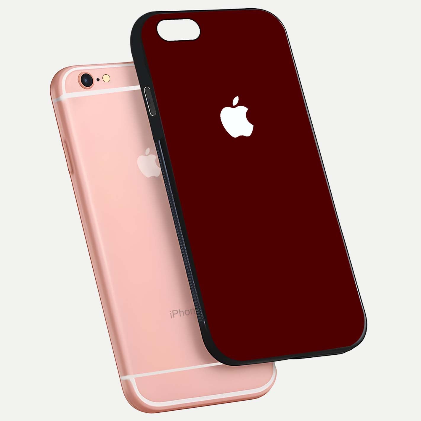 Apple Crimson Core Glass Case for iPhone 6 Plus floating mockup with red-gloss effect and metallic Apple design