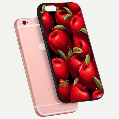Apple Pattern Glass Case for iPhone 6 Plus floating mockup with smooth edge detailing and pattern clarity