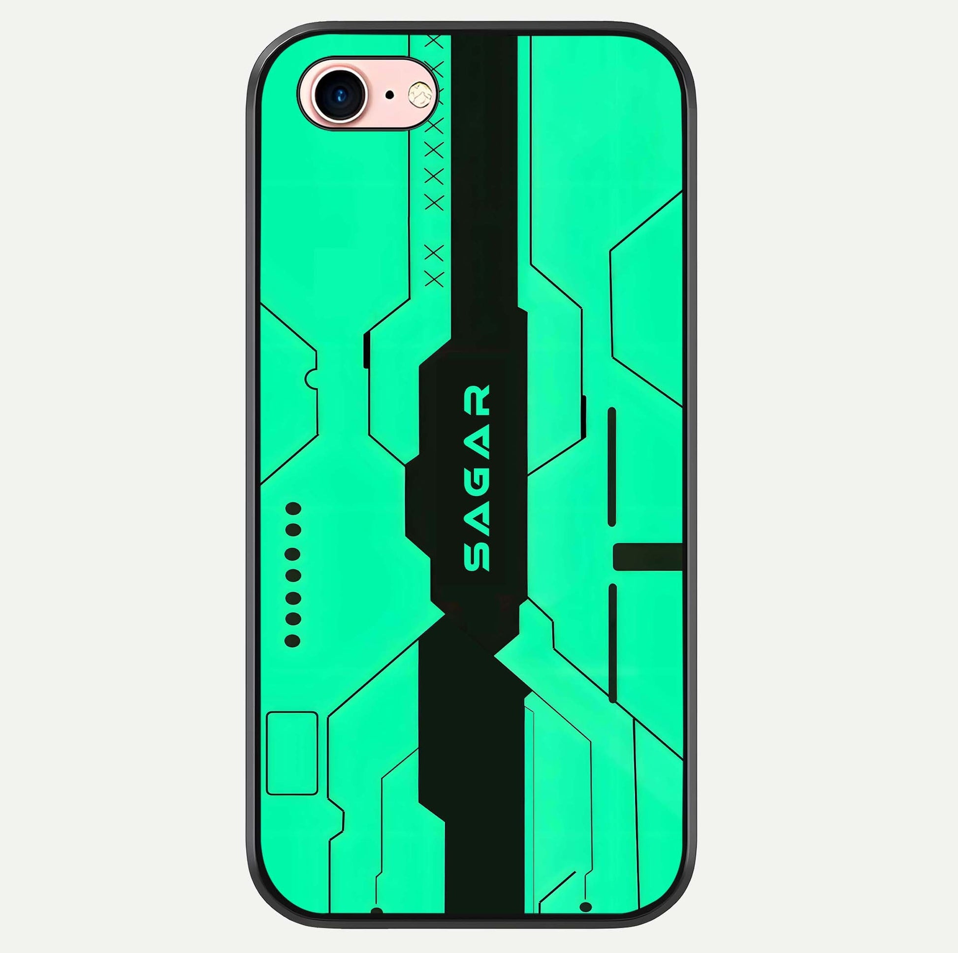 Aqua Tech CYBERPUNK Custom Name Glass Case For iPhone 16 Pro by Custom World