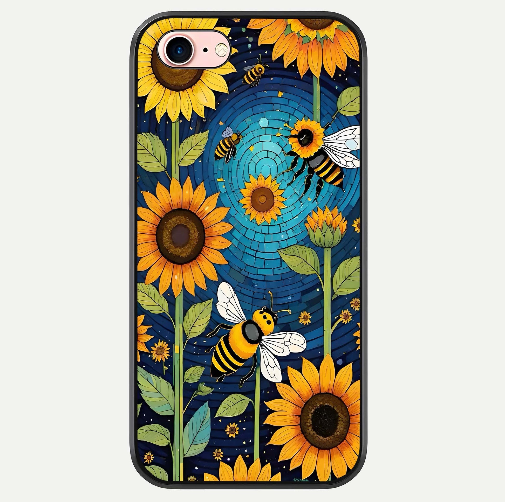 Bees & Sunflowers Glass Case For iPhone 16 Pro by Custom World