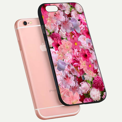 Bloom Crush Fantasy Glass Case for iPhone 6 Plus floating mockup showing floral pattern clarity and HD glass