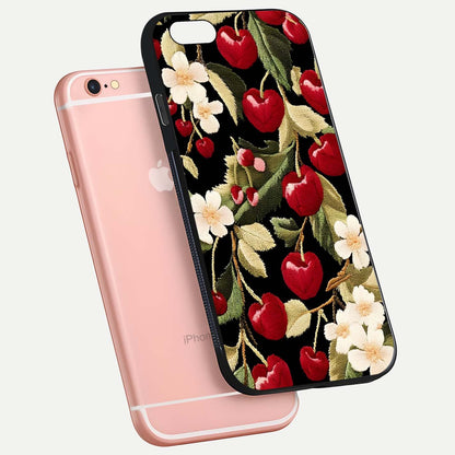Bloom Thread Art Glass Case for iPhone 6 Plus floating mockup showing premium reflection and stitched art vibe
