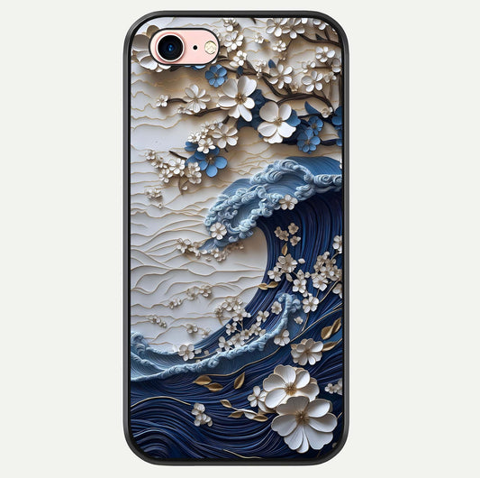 Blossom Wave Art Glass Case For iPhone 16 Pro by Custom World