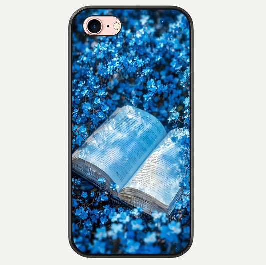 Blue Bloom Tales Glass Case For iPhone 16 Pro by Custom World