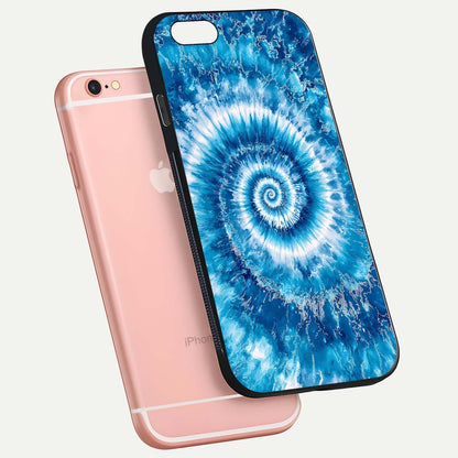Blue Galaxy Wave Glass Case for iPhone 6 Plus floating mockup revealing cosmic depth and curved-edge texture