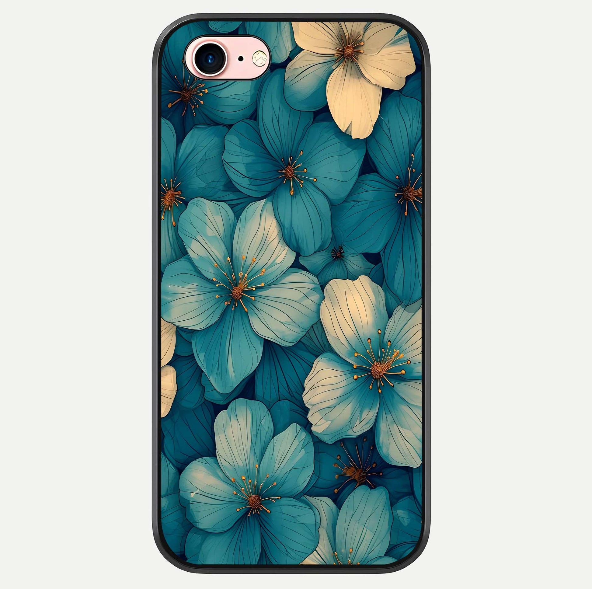 Blue Shade Floral Glass Case For iPhone 16 Pro by Custom World