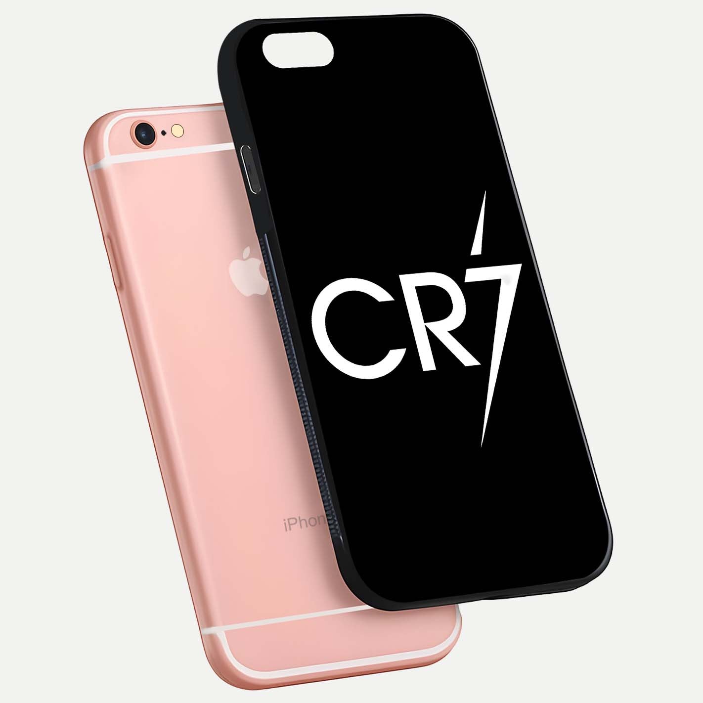 CR7 Elite Strike Glass Case for iPhone 6 Plus floating mockup displaying HD gloss and sporty texture