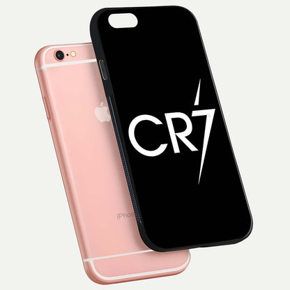 CR7 Elite Strike Glass Case for iPhone 6 Plus floating mockup displaying HD gloss and sporty texture