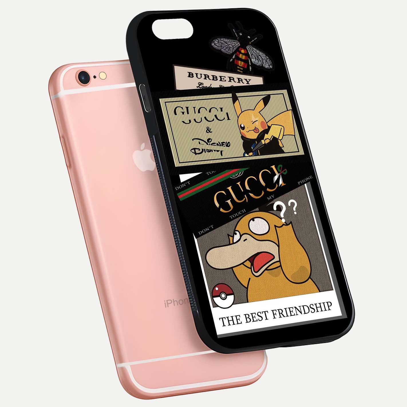 Cartoon Brand Play Mashup Glass Case for iPhone 6 Plus floating dual-view mockup showing gloss surface and vivid reflection