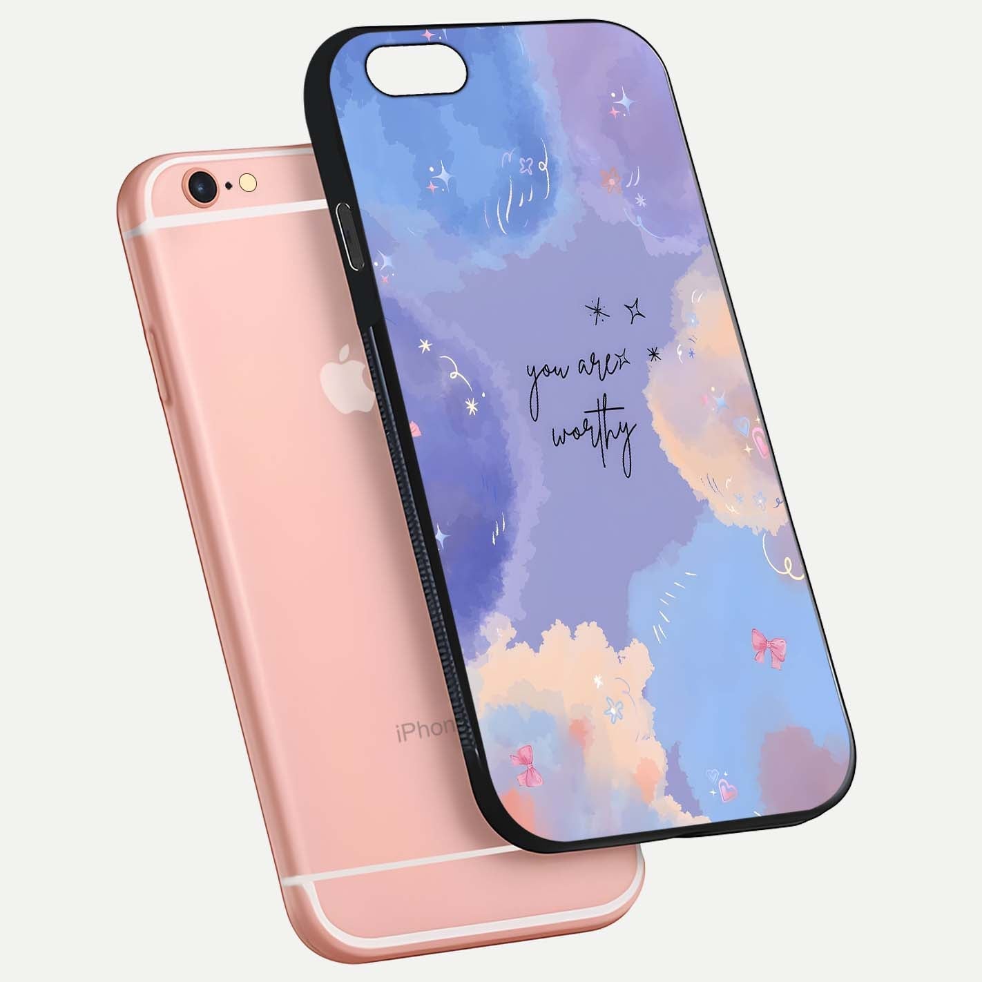 Celestial Cloud Magic Glass Case for iPhone 6 Plus floating mockup displaying cloud aura and HD finish