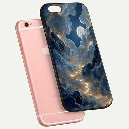 Celestial Cloud Road Glass Case for iPhone 6 Plus floating mockup capturing glowing horizon and HD gloss