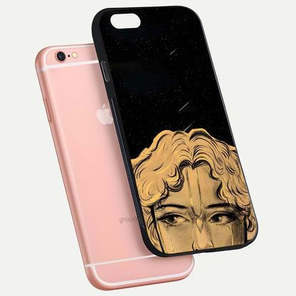 Celestial God’s Plan Glass Case for iPhone 6 Plus floating dual-view mockup displaying gloss surface and vivid print