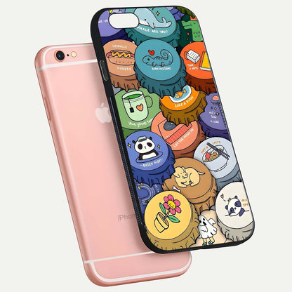 Coins Patterns Glass Case for iPhone 6 Plus floating mockup showing reflection depth and smooth tone