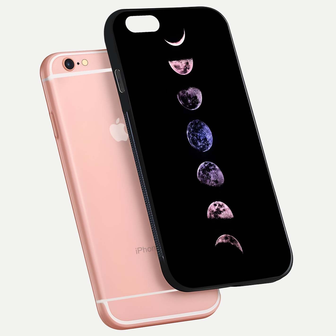 Crimson All Planets Glass Case for iPhone 6 Plus floating mockup showing gloss depth and rich hues