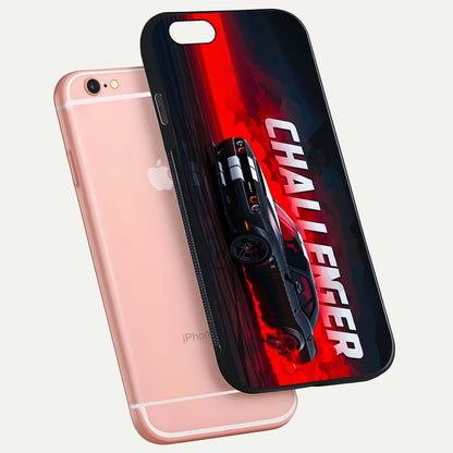 Crimson Challenger Fury Glass Case for iPhone 6 Plus floating mockup showing HD gloss and sleek shine