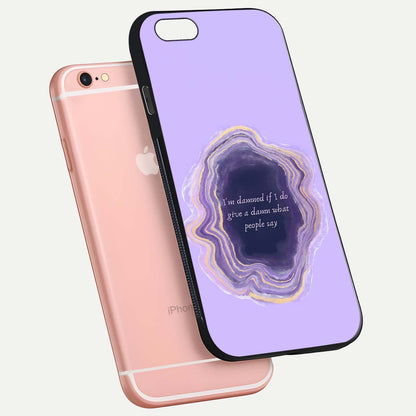 Damned People Quote Glass Case for iPhone 6 Plus floating mockup showing gloss reflection and text balance