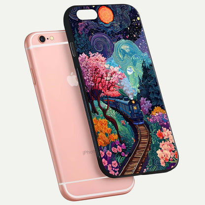 Digital Art Glass Case for iPhone 6 Plus floating mockup showing HD gloss and smooth reflection