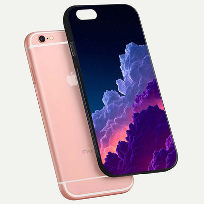 Dreamy Cloud Skies Glass Case for iPhone 6 Plus floating mockup showing glossy depth and delicate tone