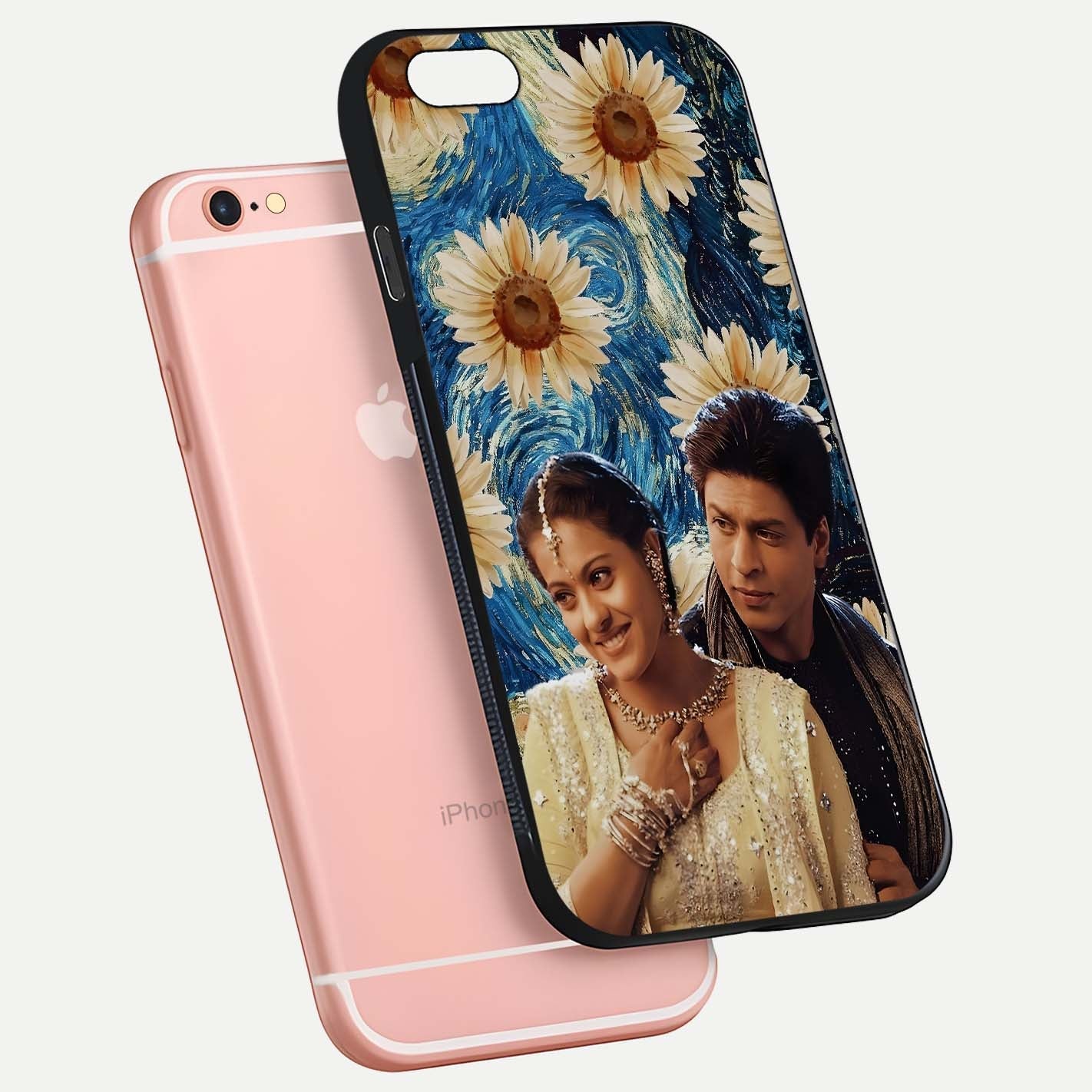 Eternal Love Story Glass Case for iPhone 6 Plus floating mockup showing glossy shine and romantic tone