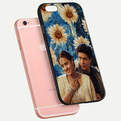 Eternal Love Story Glass Case for iPhone 6 Plus floating mockup showing glossy shine and romantic tone