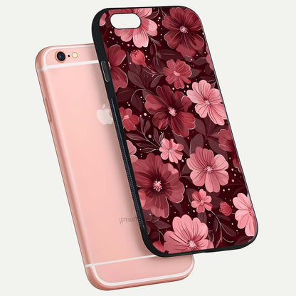 Flower Blush Bloom Glass Case for iPhone 6 Plus floating mockup showing shine polish and elegant look