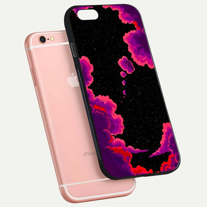 Galaxy Dream Frame Glass Case for iPhone 6 Plus floating dual-view mockup showing vibrant gloss and space-themed tones