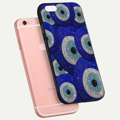 Galaxy Eye Flow Glass Case for iPhone 6 Plus floating dual-view mockup showing gloss polish and glowing tones