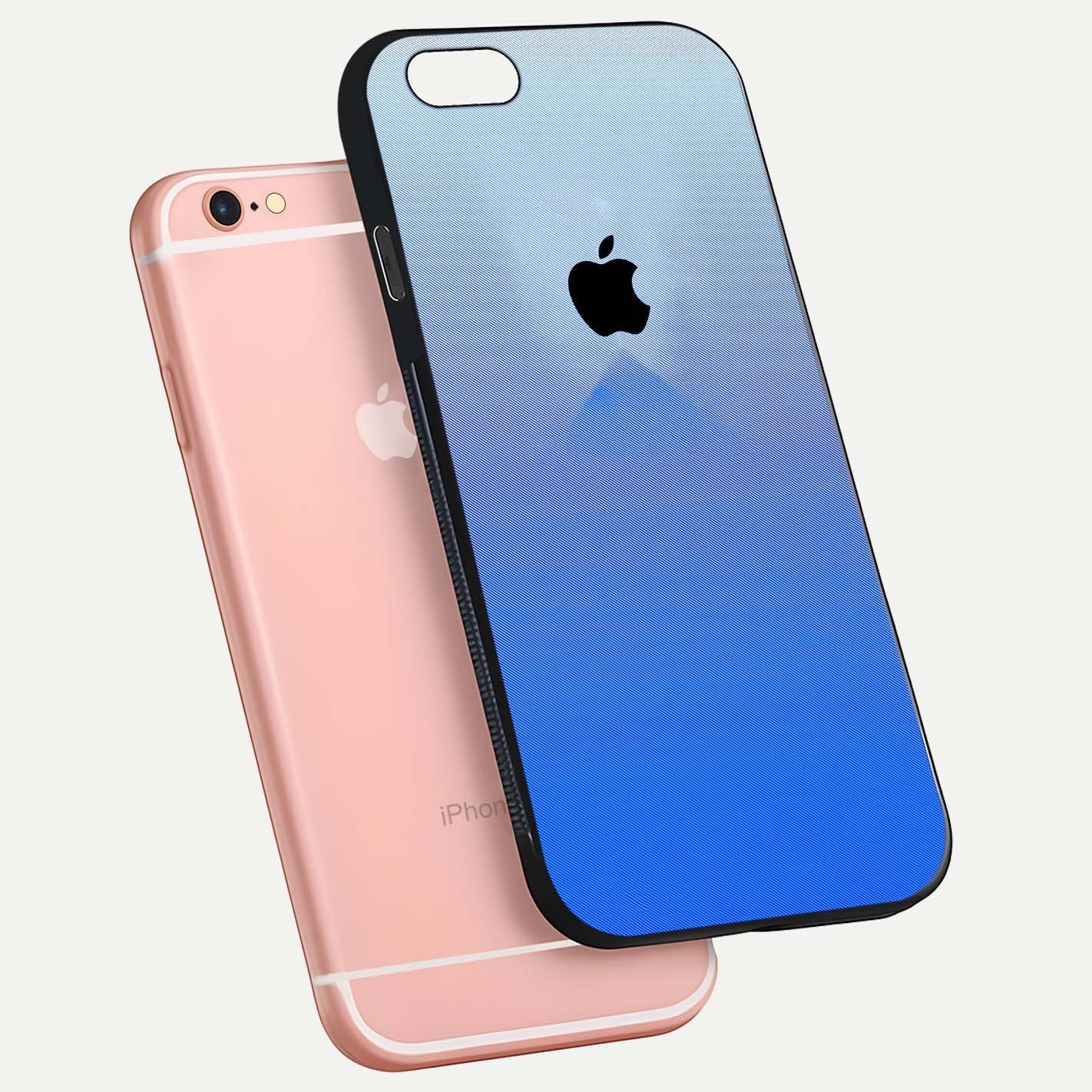 Gradient Apple Vibe Glass Case for iPhone 6 Plus floating dual-view mockup showing gloss polish and gradient blend