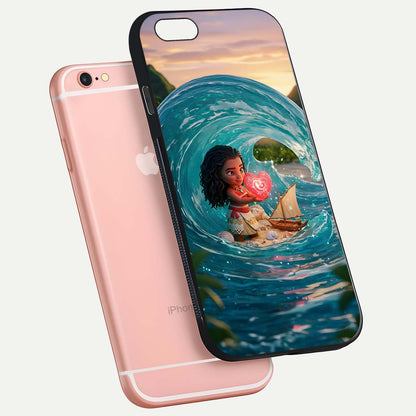 Heart of Ocean Glass Case for iPhone 6 Plus floating dual-view mockup showing gloss surface and aquatic design