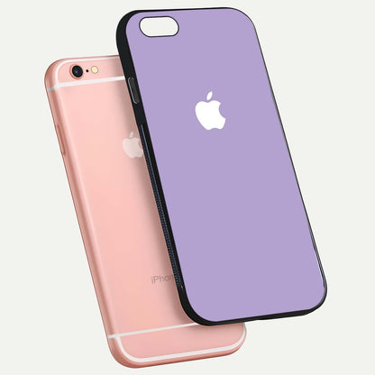 Lavender Soft Minimal Glass Case for iPhone 6 Plus floating dual-view mockup showing gloss reflection and pastel tone
