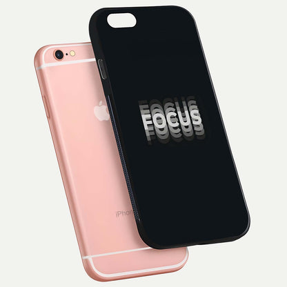 Mono Focus Vision Glass Case for iPhone 6 Plus floating dual-view mockup showing HD gloss and elegant simplicity