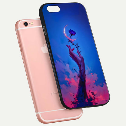 Mystic Hand Glass Case for iPhone 6 Plus floating dual-view mockup showing HD shine and fine palm detail