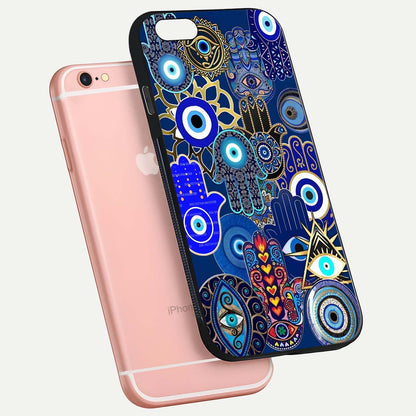 Mystic Palm Guard Glass Case for iPhone 6 Plus floating dual-view mockup showing HD reflection and vivid tone