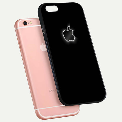 Neon Apple Glow Glass Case for iPhone 6 Plus floating dual-view mockup showing HD shine and modern look