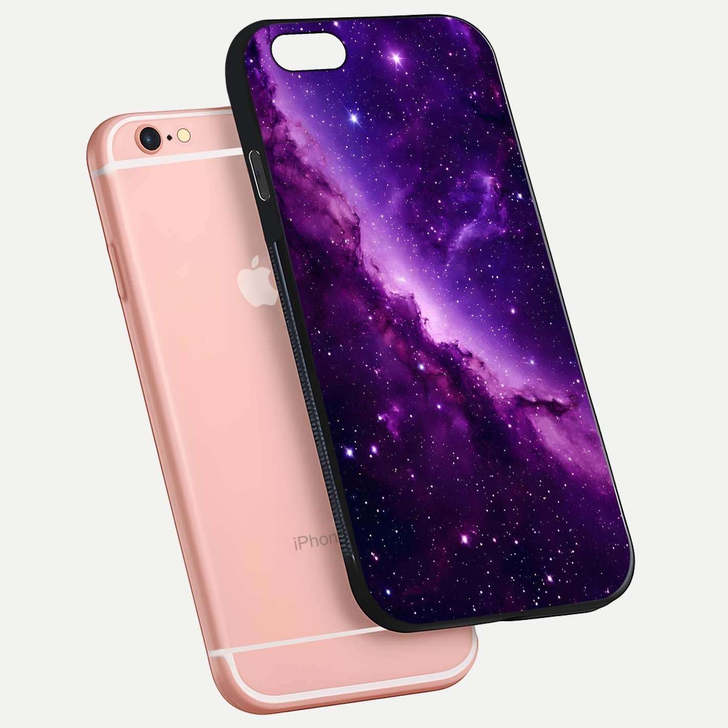 Purple Shade Sky Glass Case for iPhone 6 Plus floating dual-view mockup displaying gloss and sky theme