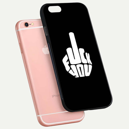 Rebel Mode On Glass Case for iPhone 6 Plus floating dual-view mockup displaying gloss shine and statement art