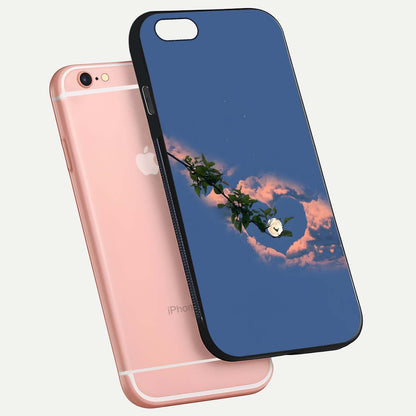 Sky Under Tree Glass Case for iPhone 6 Plus floating dual-view mockup displaying gloss reflection and landscape tone