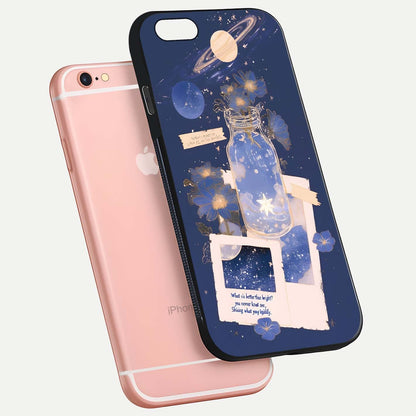 Starlit Cosmic Jar Glass Case for iPhone 6 Plus floating dual-view mockup displaying gloss and starry depth