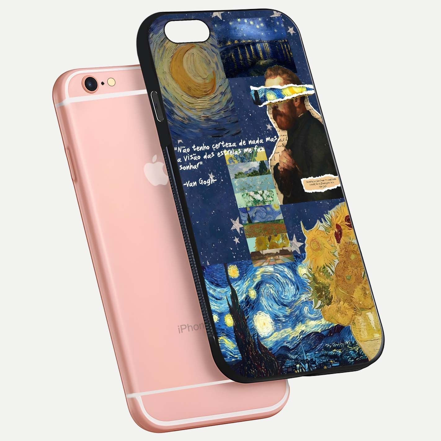 Starry Dream Vision Glass Case for iPhone 6 Plus floating dual-view mockup displaying gloss surface and clarity