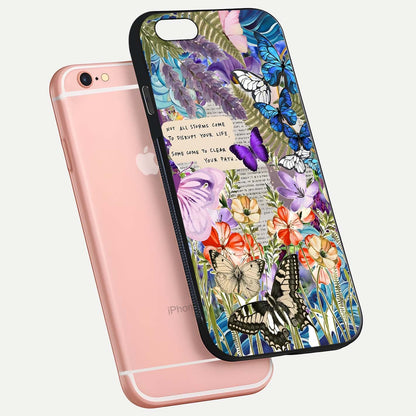 Storm Path Bloom Glass Case for iPhone 6 Plus floating dual-view mockup displaying gloss and pattern depth