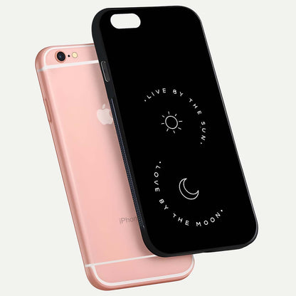 Sun Moon Balance Glass Case for iPhone 6 Plus floating dual-view mockup displaying gloss surface and edge clarity
