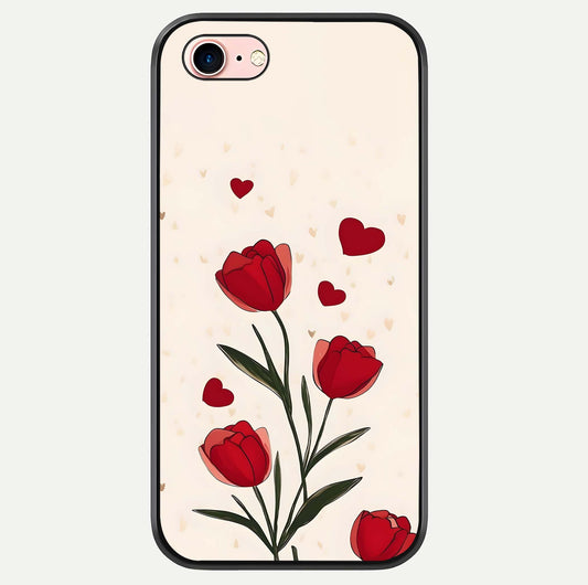 Tulip With Heart Glass Case For iPhone 16 Pro by Custom World
