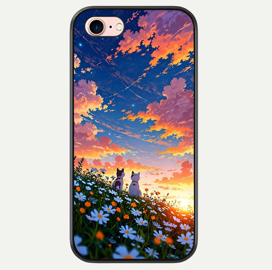 Two Cats Friends Glass Case For iPhone 16 Pro by Custom World