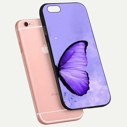 Violet Dream Wing Glass Case for iPhone 6 Plus floating dual-view mockup displaying gloss depth and clarity