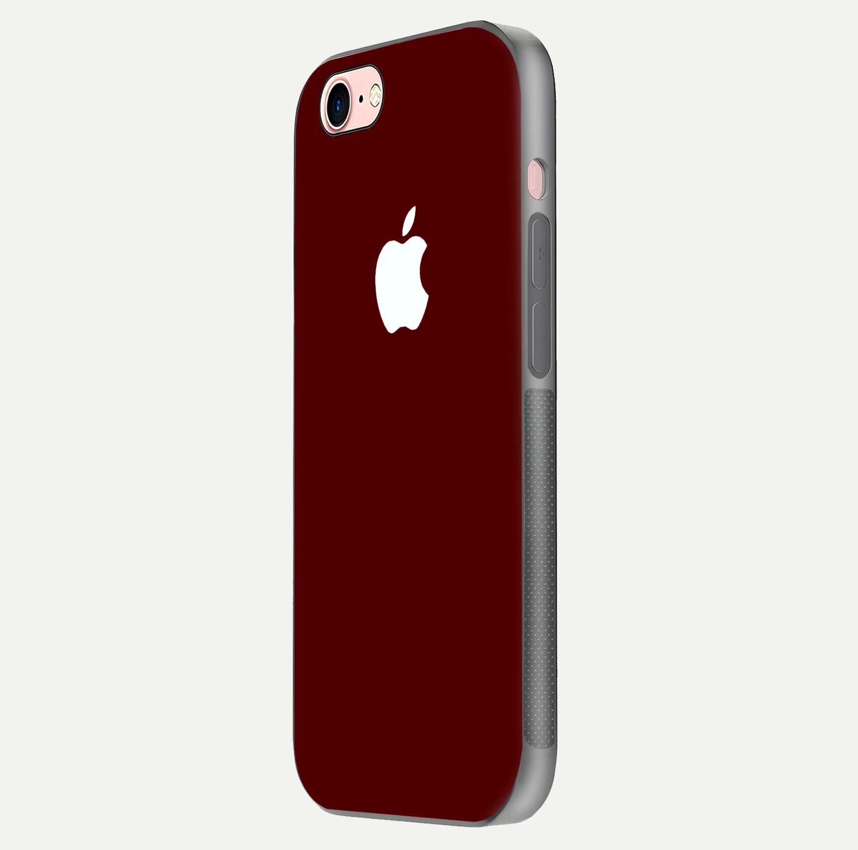 Apple Crimson Core Glass Case for iPhone 6 Plus side-angle shot showing camera bump alignment and glossy shine