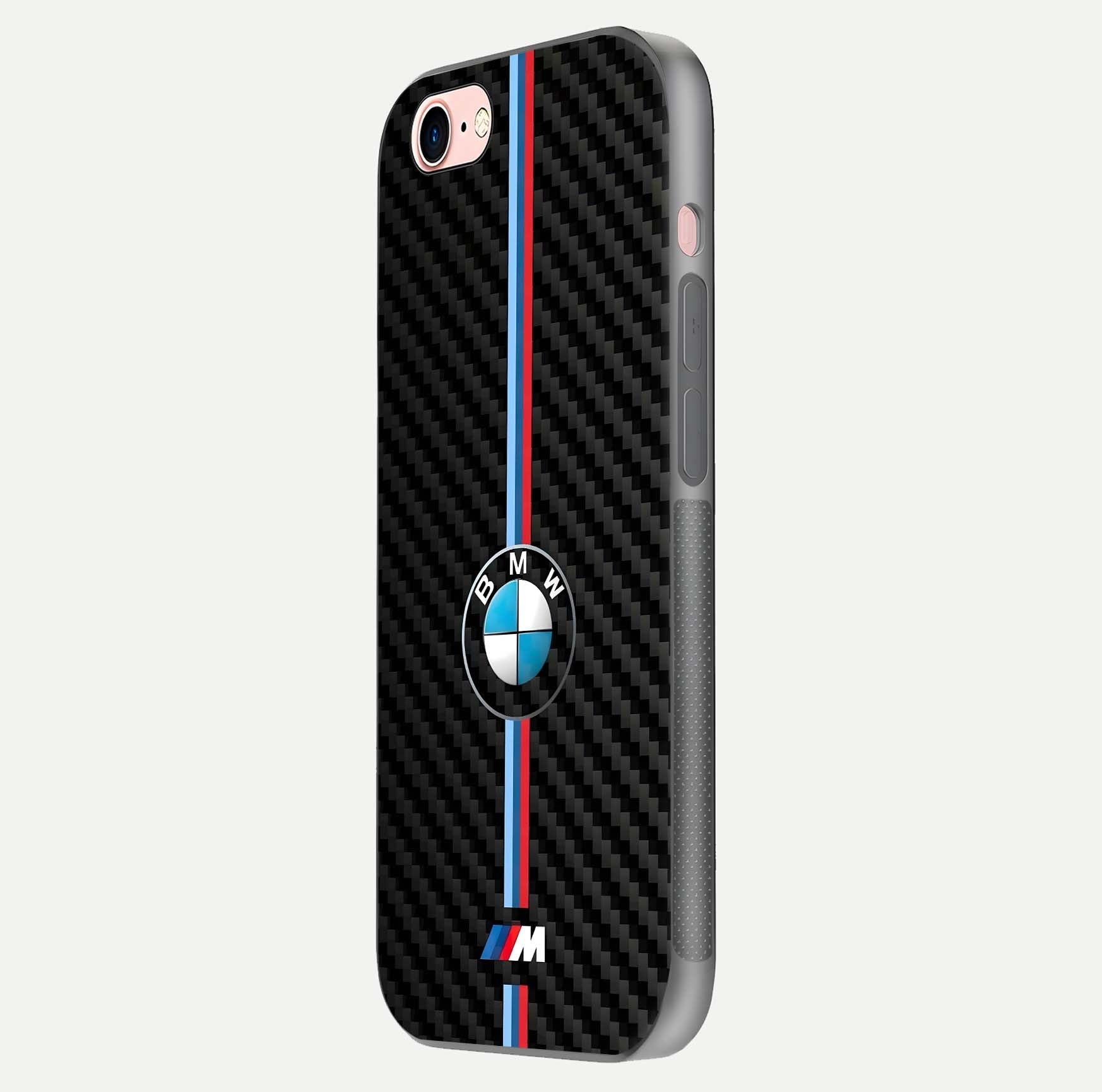 BMW Pattern Glass Case for iPhone 6 Plus side-angle image showing edge finish and luxury car-inspired shine