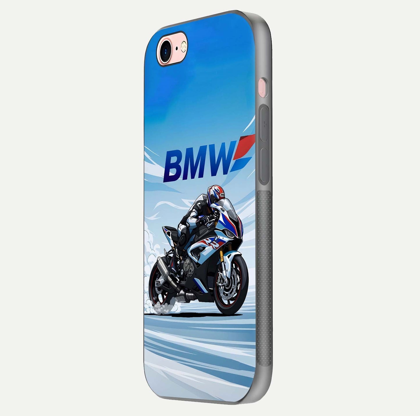 BMW Power Drift Glass Case for iPhone 6 Plus side-angle image emphasizing smooth finish and detailed design